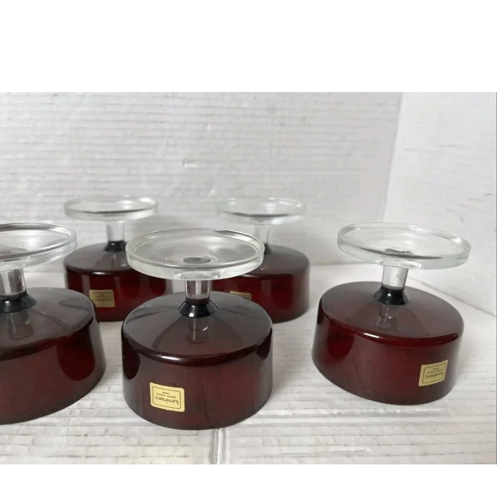 Vintage Luminarc France Ruby Red Glass Dessert Cups Set of 6 Stickered